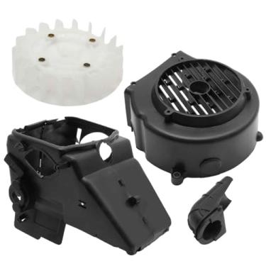 Imagem de CADUFUELLY Conjunto da tampa do ventilador de resfriamento, conjunto da tampa do ventilador de resfriamento do diretor de ar, adequado para a maioria dos ciclomotores chineses com motor GY6 de 4