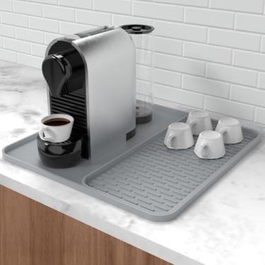 Imagem de Garolue Tapete De Silicone Para Café, 16'' X 16'', Cafeteria Com Removível Secar Pratos Bancadas Cozinha, Acessórios Que Cabem Embaixo Da Cafeteira, Máquina Café Expresso, Escorredor