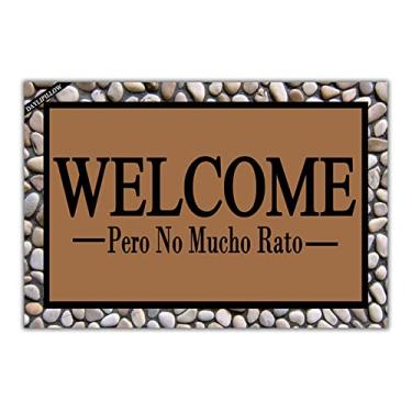 Imagem de DayliPillow Capacho engraçado ao ar livre - Welcome Pero No Mucho Rato tapete de entrada engraçado capacho lavável à máquina tapetes antiderrapantes banheiro cozinha decoração tapete de área