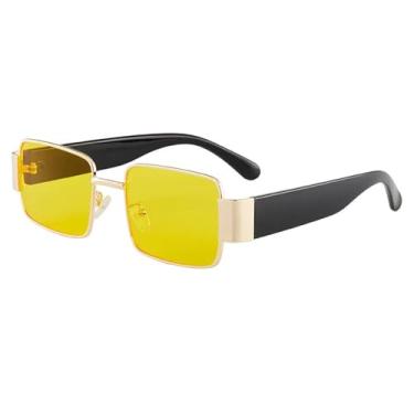 Imagem de JRLLFD Óculos de sol de armação grande, masculino, rosto grande, feminino, fashion, proteção uv400 (tamanho único/amarelo)