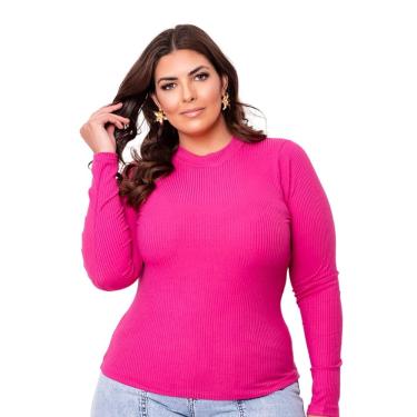 Imagem de Blusa Plus Size Cacharrel em Ribana Manga Longa