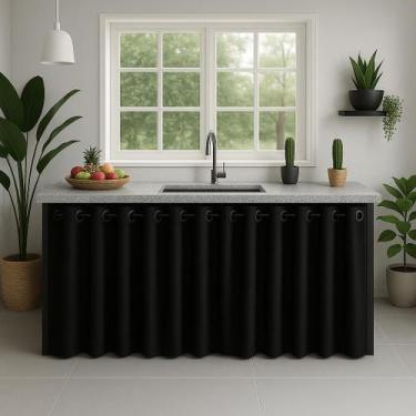 Imagem de Cortina Pia De Cozinha Pvc Impermeável E Antimofo 2,80x0,80 - Feffo Co