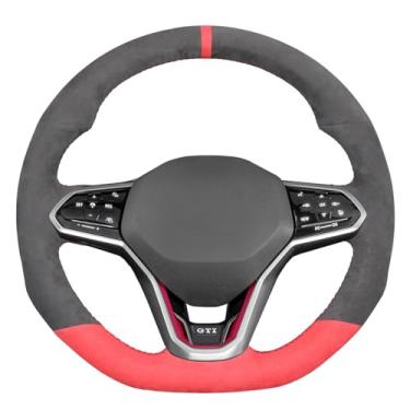 Imagem de MEWANT Capa de volante costurada à mão para Volkswagen VW Golf 8 2020-2021/GTI 8 2020-2021/GTD 8 2020-2021/GTE 8 2020-2021/R8 2021/Arteon 2020-2021/Tiguan 2020-2020-2021/Tiguan 2020-2020-2021/021/Touu