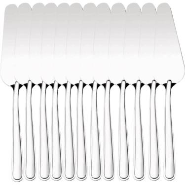 Imagem de Kit 12 Espátulas Pá para Cortar Bolo 23cm Inox Cortadora de Fatia Torta Pizza Culinária Taumer