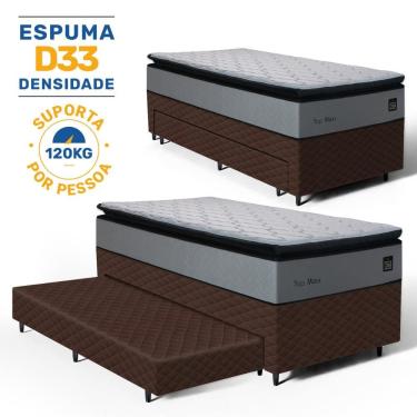 Imagem de Cama Box com Colchão de Espuma D33 Pillow Top Maxx + Auxiliar de Espuma Unique Solteiro 88cm