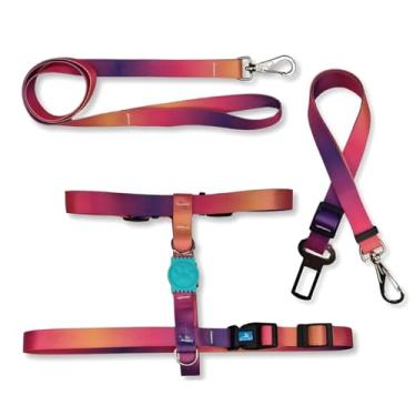 Imagem de Kit Cinto de Segurança e Peitoral H c/Guia M Rosa e Roxo