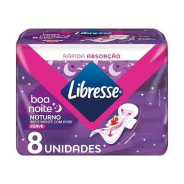 Imagem de Libresse, Absorvente Noturno Boa Noite Suave com Abas 8 unidades