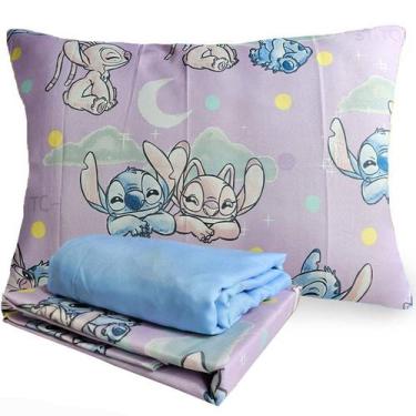 Imagem de Jogo de Cama Infantil Stitch Angel Rosa Solteiro Estampado Microfibra 