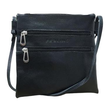 Imagem de Bolsa Feminina Transversal Tiracolo em Couro Legítimo Prática Dia a Dia Passeio Preto