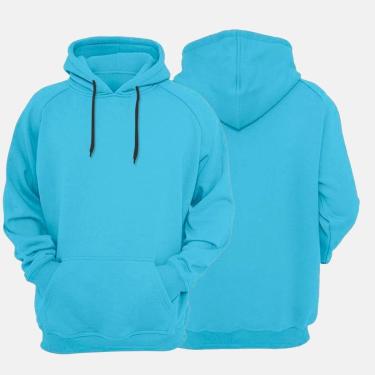 Imagem de Blusa de Moletom Flanelada Canguru Com Capuz Azul Bebê-Unissex