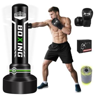 Imagem de Saco de pancadas atualizado para adultos, saco de boxe com bomba de ar embutida automática e luvas de 340 g, saco de chute de 169 cm, bolsa pesada para treinamento MMA Muay Thai Fitness