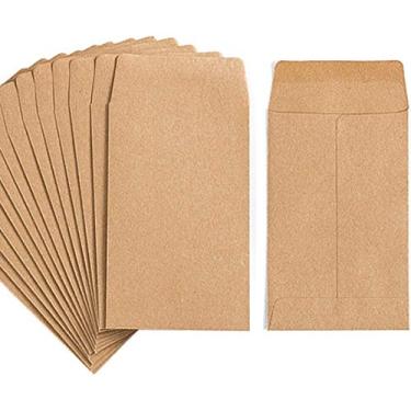 Imagem de Pacote com 200 envelopes para moedas pequenas Kraft autoadesivas, mini peças, pequenos itens, carimbos, pacotes de armazenamento, envelopes para jardim, escritório ou presente de casamento (5 cm × 8 cm)