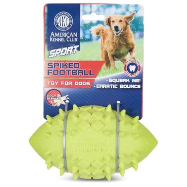 Imagem de AMERICAN KENNEL CLUB AKC Brinquedos esportivos TPR para mastigadores agressivos – Frisbee de corda durável, anel de espuma e futebol com pontas – Perfumado de baunilha, ótimo para mastigadores pesados