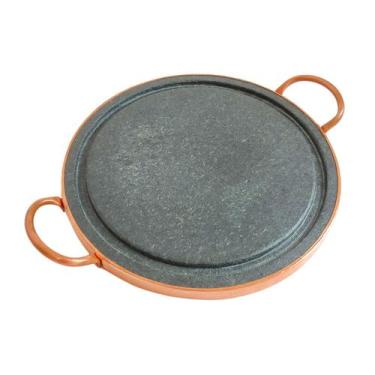 Imagem de Grelha Bifeteira Pedra Sabão 27 Cm Mantém Calor Comida Mineira - Ô Bic