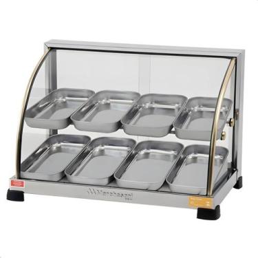 Imagem de Estufa vitrine aquecedora para salgados dupla 8 bandejas 127v - Marche