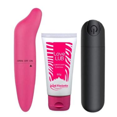 Imagem de Kit Vibrador Bullet RECARREGÁVEL + Vibrador Ponto G Golfinho + Lubrifi