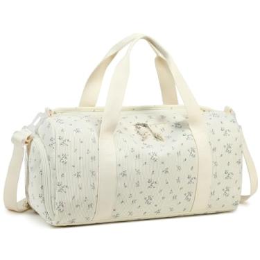 Imagem de BTOOP Bolsa esportiva para academia, esportes, meninas, treino, viagem, fim de semana, com compartimento para sapatos e bolso molhado, A - flor roxa 177, L, Bolsa de viagem