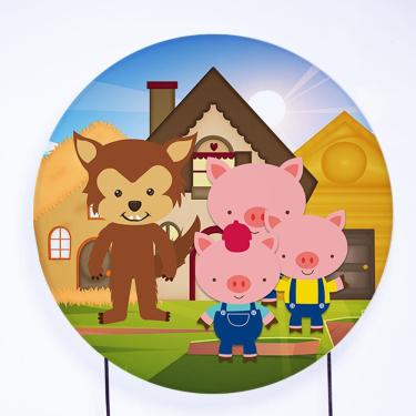 Imagem de Painel Decorativo para Festa 1,80x1,80 metros Vesti Fácil com Elástico 3 Porquinhos - Fera Print