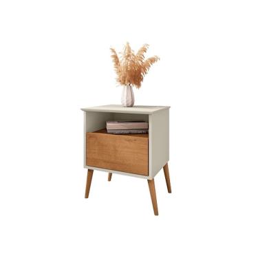 Imagem de Mesa De Cabeceira Cancun Off White/Naturalle – Bechara Móveis