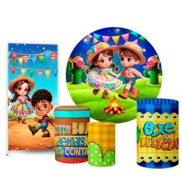 Imagem de Trio Capas Cilindro + Painel Redondo + Lateral Festa Junina (K2FJN0019)