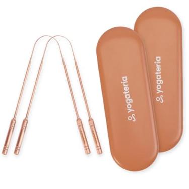 Imagem de YOGATERIA Raspador Limpador de Língua Cobre Puro 100% Higienizador Bucal Ayurvédico (2 Estojo + 2 Limpador)