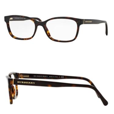 Imagem de BURBERRY BE2201 Óculos de acetato em formato retangular com kit de óculos de luxo eSHADES, Armação Havana escura | Lente transparente