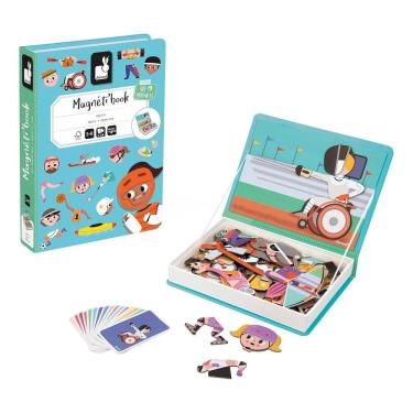 Imagem de Livro Magnético Infantil Esportes Em Madeira Com 64 Peças - Janod