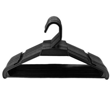 Imagem de 30 Cabides Para Roupas Calça Loja Adulto 42cm Polipropileno Preto Atac
