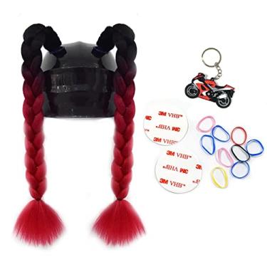 Imagem de GYMARK 2 Psc Capacete Pigtail Motocicleta Rabo De Cavalo Bicicleta Tranças Cabelo Rabos Para Qualquer Decorações Copo Reutilizável (D)