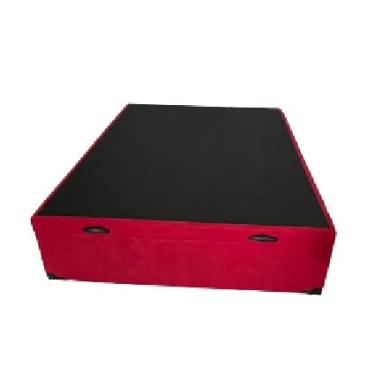 Imagem de Cama Box Baú Casal Blindado Suede Vermelho Com Pistão A Gás