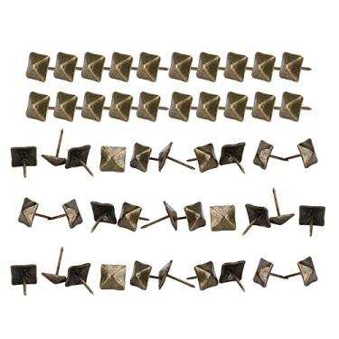 Imagem de Prego de estofamento de 50 pces, tachas de estofamento de bronze do prego da mobília da cabeça quadrada antiga para a decoração da mobília de casa (Side length 14mm*Total length 20mm)