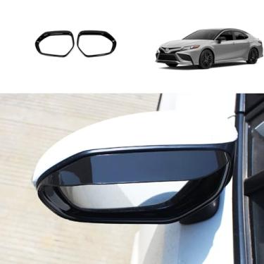 Imagem de TUBAIZAI Acessórios exteriores de carro compatíveis com Toyota Camry 2024 2023 2022 2021 2020 2019 2018 espelho retrovisor cobertura de proteção de sobrancelha ABS 2 peças (estilo preto brilhante)