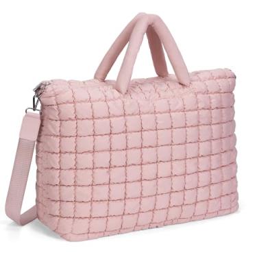 Imagem de ANKICK Bolsa de viagem acolchoada para viagem, bolsa esportiva grande para fim de semana, bolsa de ginástica macia, bagagem de mão grande e inchada durante a noite, rosa