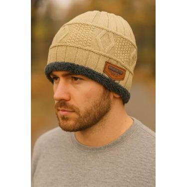 Imagem de Touca Masculina Gorro De Lã Forrada Com Pelinhos - Store Birochi, Bege