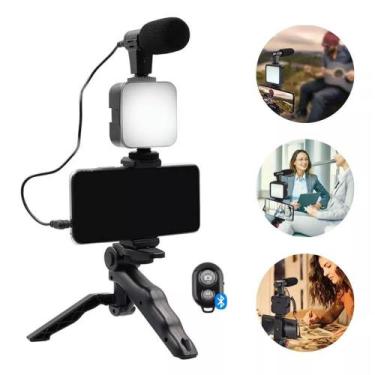 Imagem de Suporte Tripé Estabilizador para Câmera e Celular com Iluminação Portá