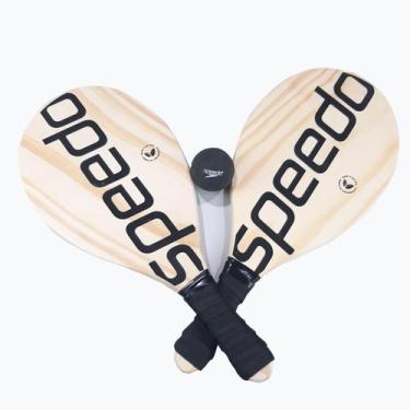 Imagem de Kit Frescobol Speedo Popular Madeira EcoFriendly, Preto
