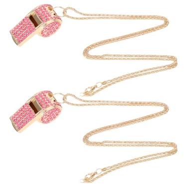 Imagem de 2 Peças Apito Brilhante, Apito Desportivo de Metal com Strass e Som Alto e Nítido Presente para Professores Árbitros Nadadores-Salvadores Treino de Basquetebol (Dourado, Rosa)