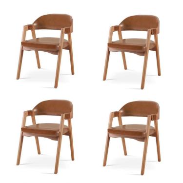 Imagem de Kit 4 Cadeiras para Mesa de Jantar Gaia Caramelo