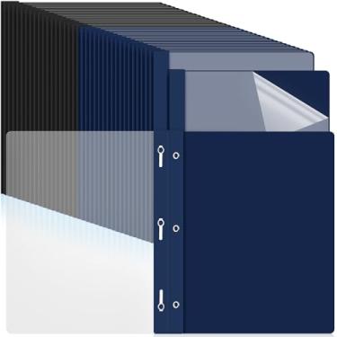 Imagem de Feifeiya Pacote com 72 capas de plástico para relatórios com 3 pontas, pastas de apresentação a granel, capacidade para 100 folhas, capas frontais transparentes para apresentação de documentos