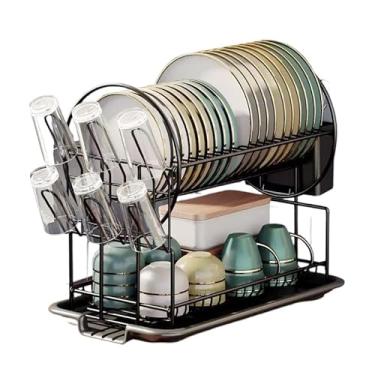 Imagem de Escorredor de Louça Organizador de Pia Em Aço Inox Com Bandeja de Escoamento