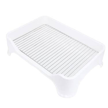 Imagem de AYNEFY Banheiro de Cachorro Com Malha de Aço Inoxidável, Formador Resistente de Construção de Animais de Estimação para Uso Externo Interno Com Caixa de Areia para Cães de Lixo para (Branco)