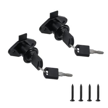 Imagem de Chinflly Fechadura de armário de mesa, fechadura de armário Dreeser preta antiga com chaves, pacote com 2