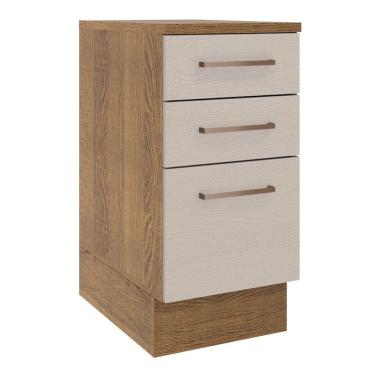 Imagem de Balcão 40 Cm 3 Gavetas Rustic/crema Agata Madesa Rustic/crema