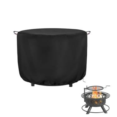 Imagem de Topcover Capa Para Fogueira, De Mesa Redonda À Prova D'Água 600D Fogueiras Externas A Lenha 36 Polegadas Com 2 Grelhas, Churrasqueira Fogueira Externa - 36" D X 18"