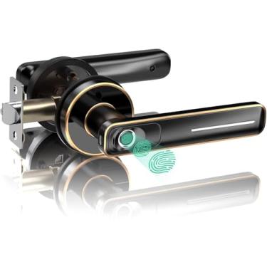 Imagem de Geek Smart Trava de porta com impressão digital – Maçaneta biométrica sem chave para portas de entrada para casas/apartamentos/escritório/AirBnB/hotéis (prata)