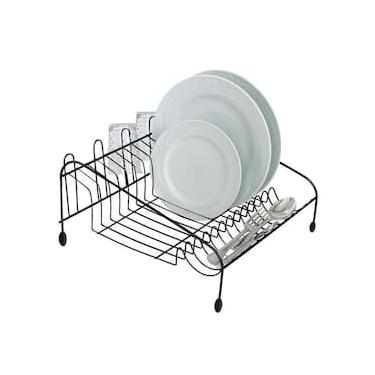 Imagem de Escorredor de Louças para 12 Pratos Utimil em Aço Cromado - Preto