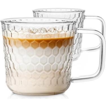 Imagem de Aquach Copos de café de vidro de 473 ml, canecas de chá transparentes com alça, para micro-ondas e lava-louças, canecas de bebida para escritório em casa, perfeitas para bebidas quentes e frias de
