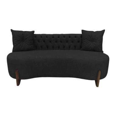Imagem de Sofá 3 Lugares Orgânico Curvo Tókio 180cm Couro Preto - Mansão Decor
