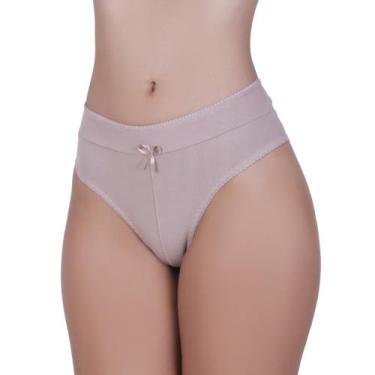 Imagem de Calcinha de Algodão Tanga Cós Alto Duplo Modeladora Pós Parto - c6 CAL