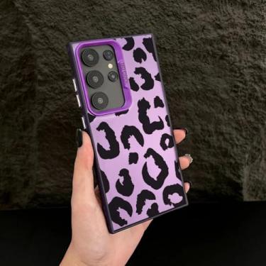 Imagem de YOGISU Capa prateada galvanizada com estampa de leopardo para Samsung A55 (para Samsung A55/HeiYin roxo)